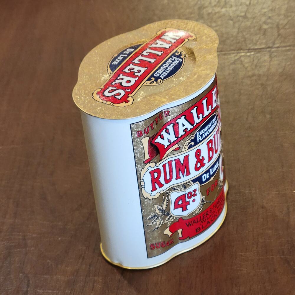 Collectible Waller’s Rum & Butter English Candy Tin Can Empty - Picture 2 of 8